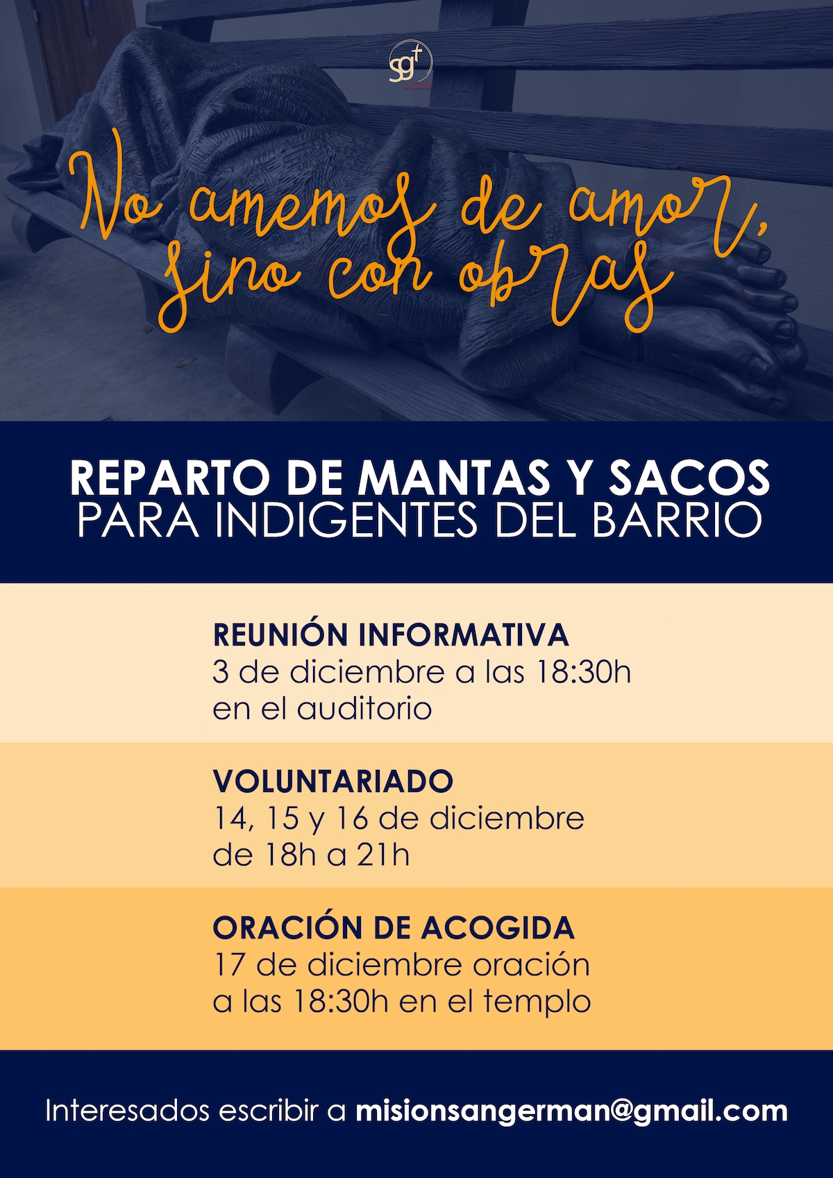 San Germán organiza un reparto de mantas para las personas sin hogar del barrio