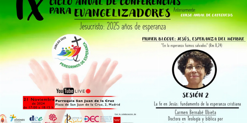 Carmen Bernabé imparte la ponencia “La fe en Jesús: fundamento de la esperanza cristiana”, en el IX Ciclo de Conferencias para Evangelizadores de la Delegación de Catequesis