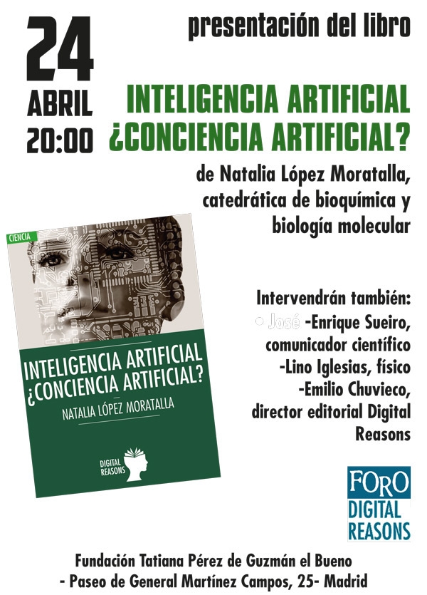 Natalia López Moratalla presenta 'Inteligencia artificial. ¿Conciencia artificial?'