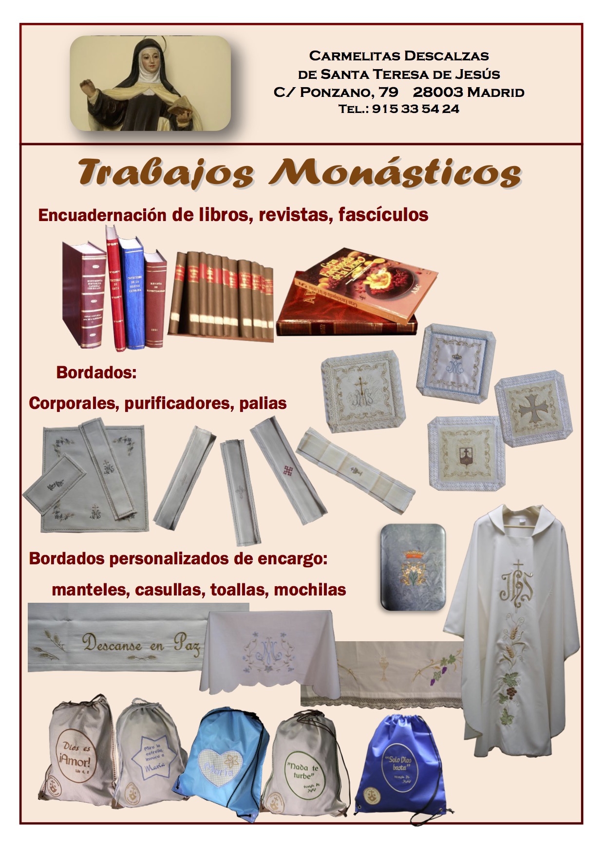 Las carmelitas descalzas de Ponzano realizan trabajos de bordado