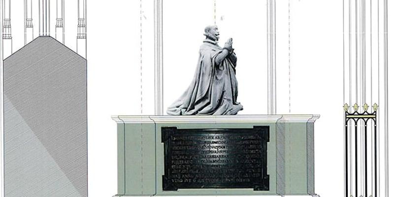 El arzobispo bendice en San Jerónimo el Real el Monumento mortuorio de Hans Khevenhüller