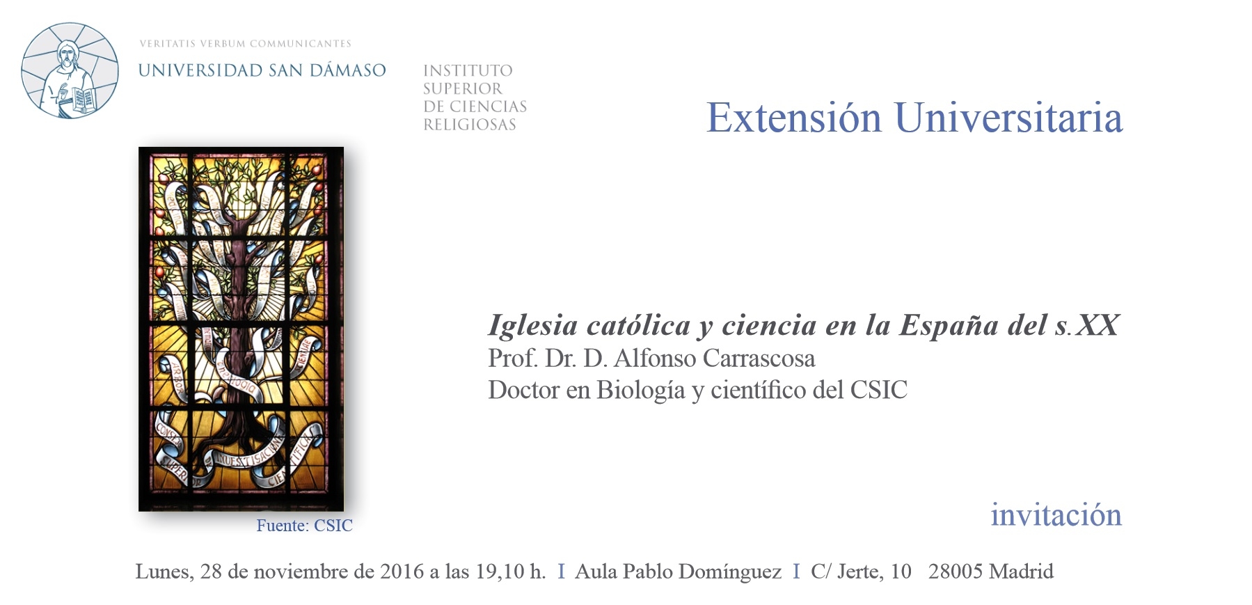 El científico Alfonso Carrascosa imparte una conferencia sobre Iglesia y ciencia en la UESD