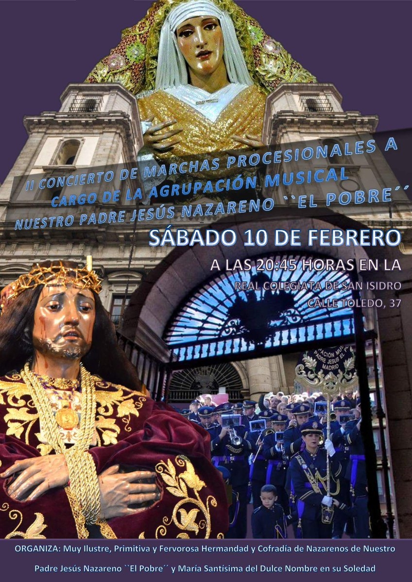 La banda de Jesús 'El Pobre' ofrece un concierto de marchas en la colegiata de San Isidro