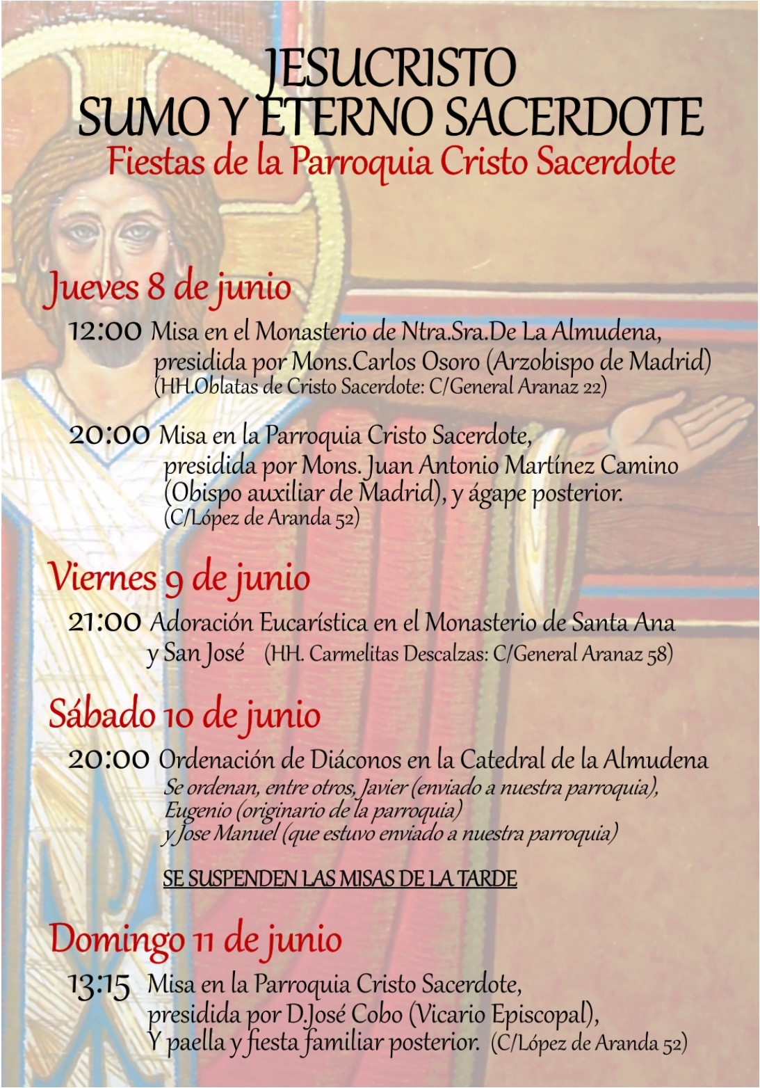 La parroquia de Cristo Sacerdote celebra esta semana su fiesta patronal