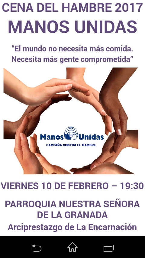 El arciprestazgo de la Encarnación del Señor organiza una cena del hambreen Nuestra Señora de la Granada