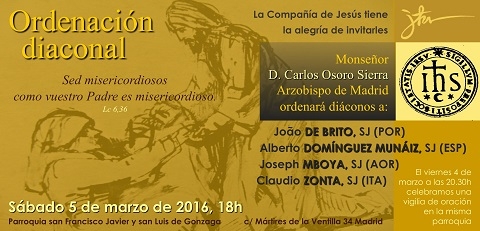Monseñor Osoro ordenará a cuatro diáconos jesuitas