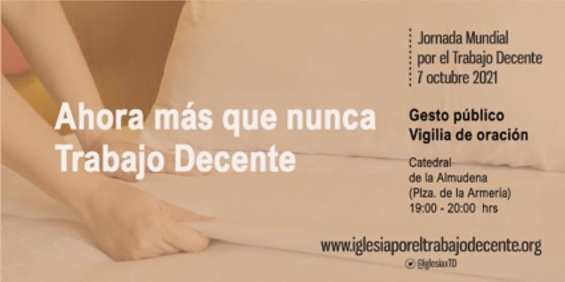 Iglesia por el Trabajo Decente de Madrid organiza un gesto público con vigilia de oración en la fachada principal de la catedral