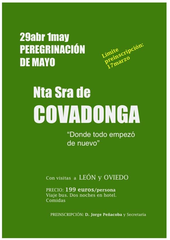 La parroquia San Josemaría Escrivá de Balaguer organiza una peregrinación a Covadonga