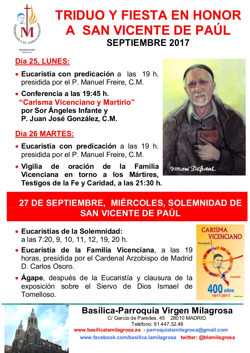 El cardenal Osoro preside en La Milagrosa la Misa solemne en honor a san Vicente de Paúl