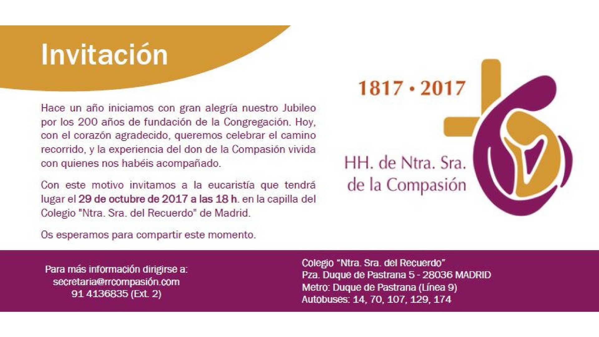 Las Hermanas de Nuestra Señora de la Compasión cierran su Jubileo por el bicentenario