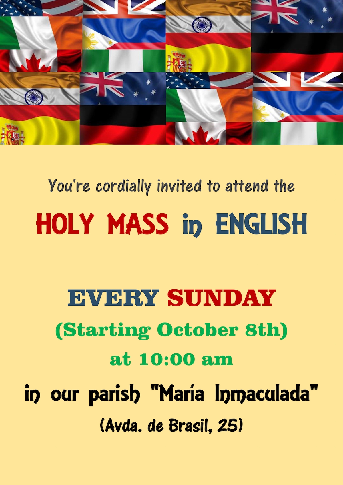 Eucaristía dominical en inglés en María Inmaculada y Santa Vicenta María