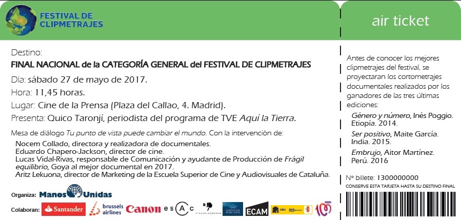Final de la Categoría General del VII Festival de Clipmetrajes de Manos Unidas: Vídeos de 1 minuto con mensaje