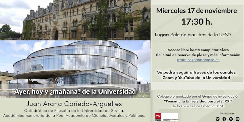 San Dámaso organiza un coloquio con el tema 'Ayer, hoy y ¿mañana? de la Universidad'