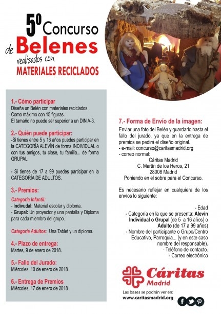 Un jurado elige este jueves a los ganadores del 5º concurso de belenes con material reciclado de Cáritas Madrid