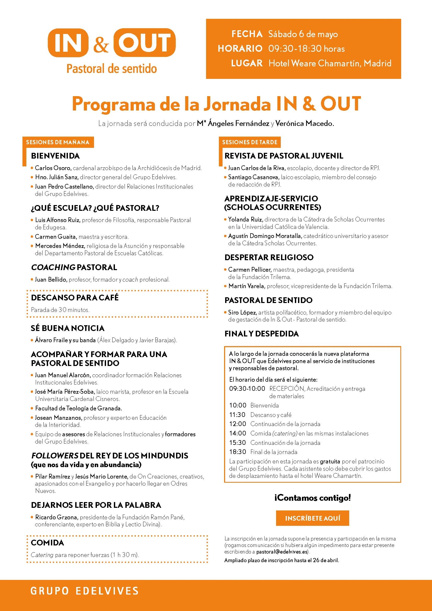 El cardenal inaugura la jornada 'In &amp; Out. Pastoral de sentido' organizada por el Grupo Edelvives