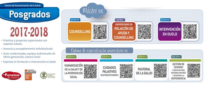Abierto el plazo de inscripción para los master y diplomas de especialización universitaria del Centro de Humanización de la Salud