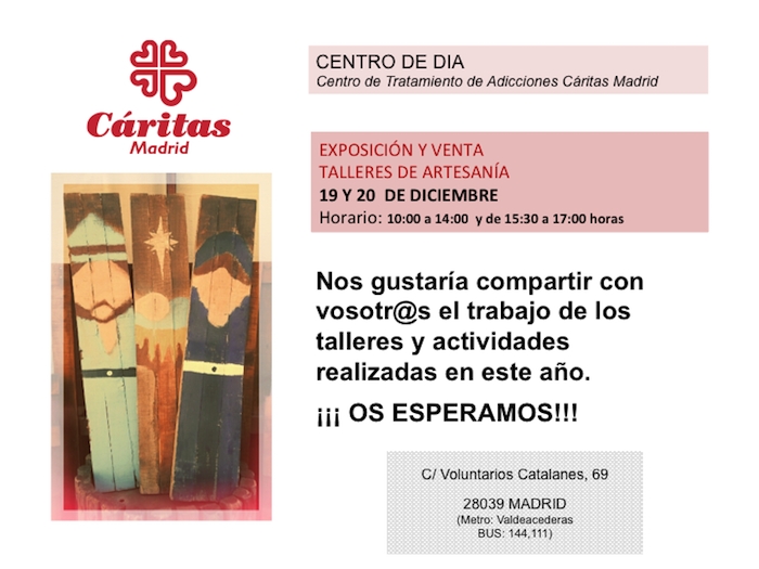 Exposición y venta de los talleres de artesanía del Centro de Tratamiento de Adicciones de Cáritas Madrid