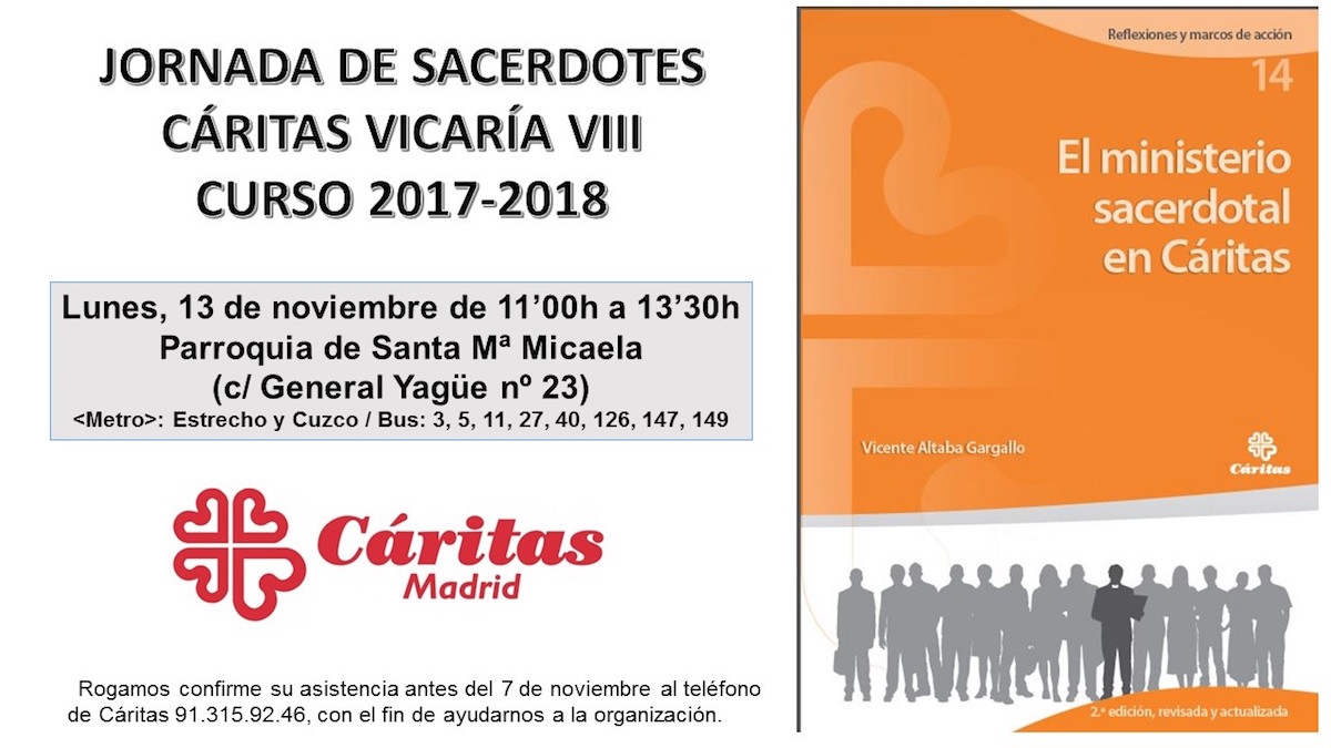 Santa María Micaela acoge una jornada de Cáritas con sacerdotes de la Vicaría VIII