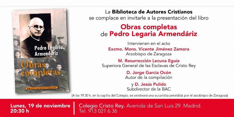 El arzobispo de Zaragoza presenta las 'Obras completas' de Pedro Legaria Armendáriz en el colegio Cristo Rey