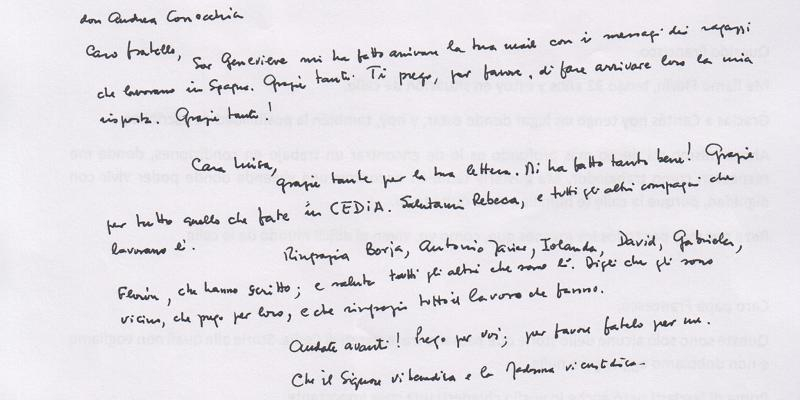 El Papa escribe al centro CEDIA para personas sin hogar de Cáritas Madrid: «¡Seguid adelante!»