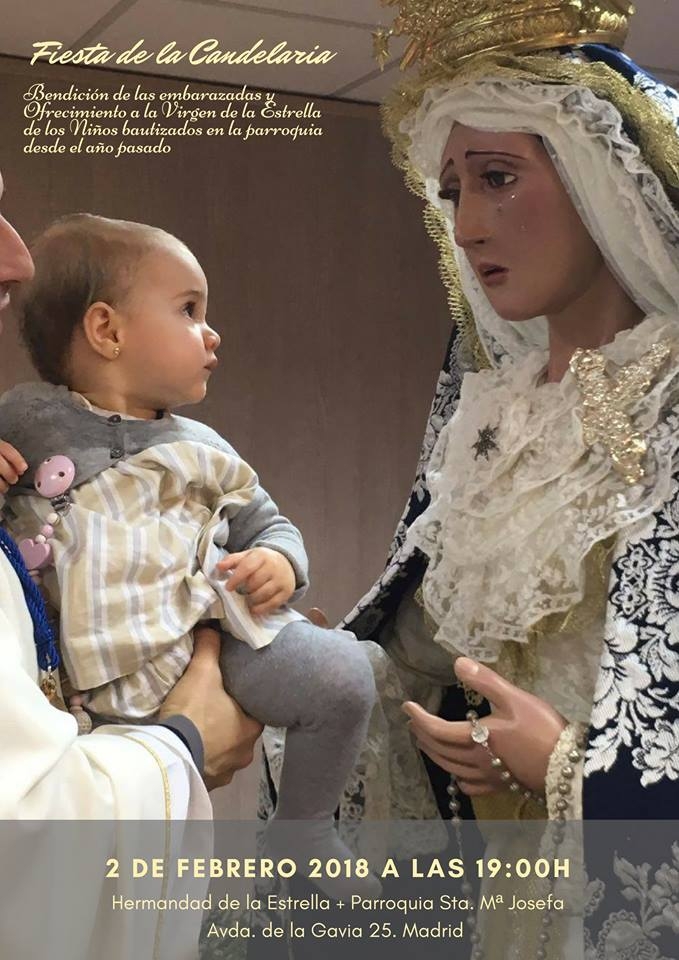 La hermandad de la Estrella celebra la fiesta de la Candelaria con bendición de embarazadas y presentación de niños