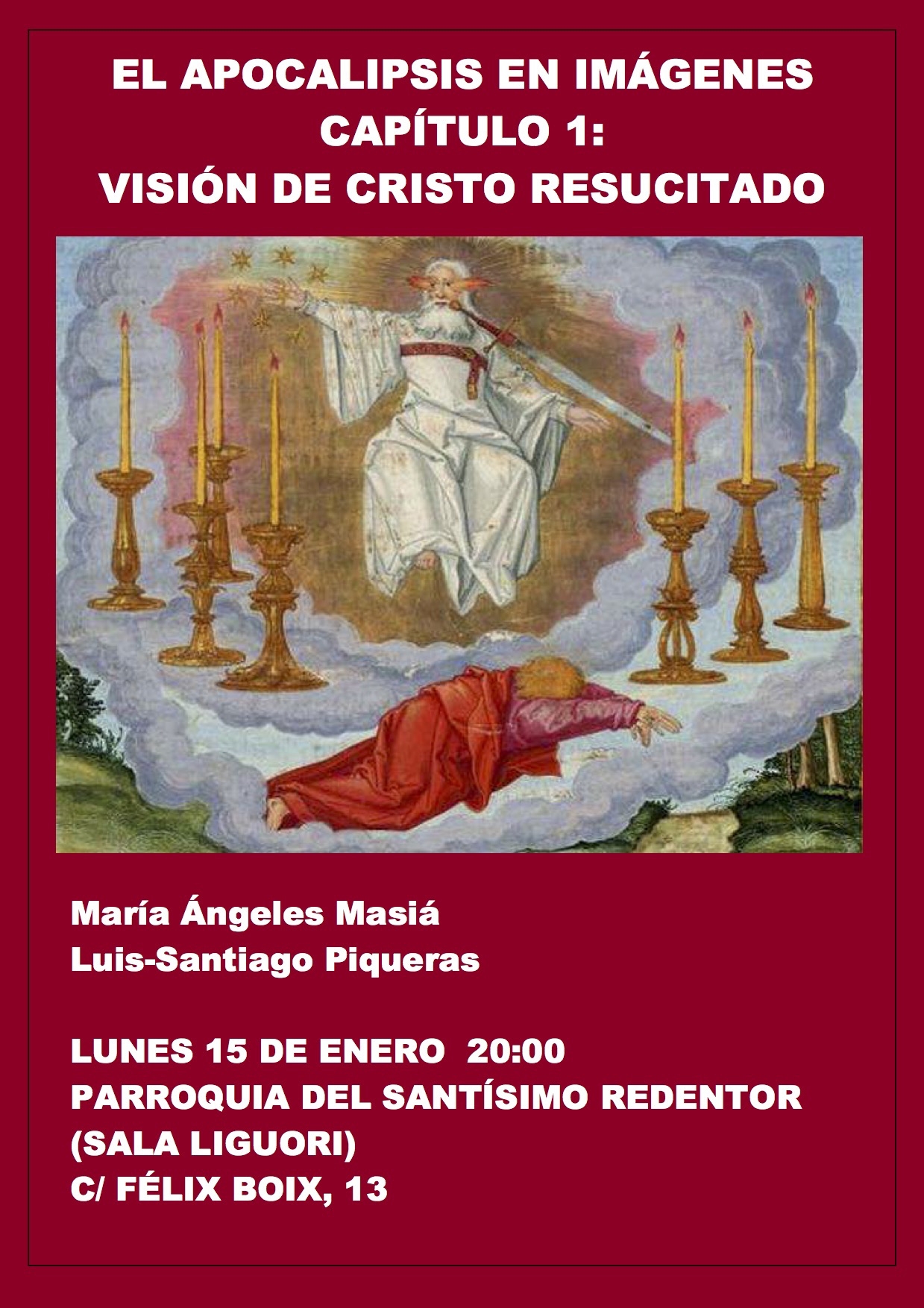 Santísimo Redentor organiza una charla sobre 'El Apocalipsis en imágenes. Visión de Cristo resucitado'