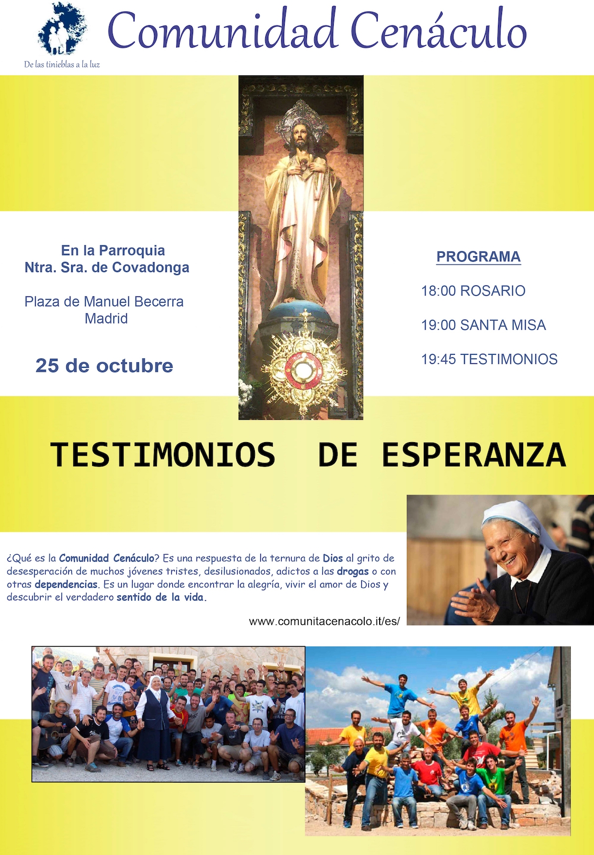 La Comunidad Cenáculo ofrece testimonios de esperanza en Nuestra Señora de Covadonga