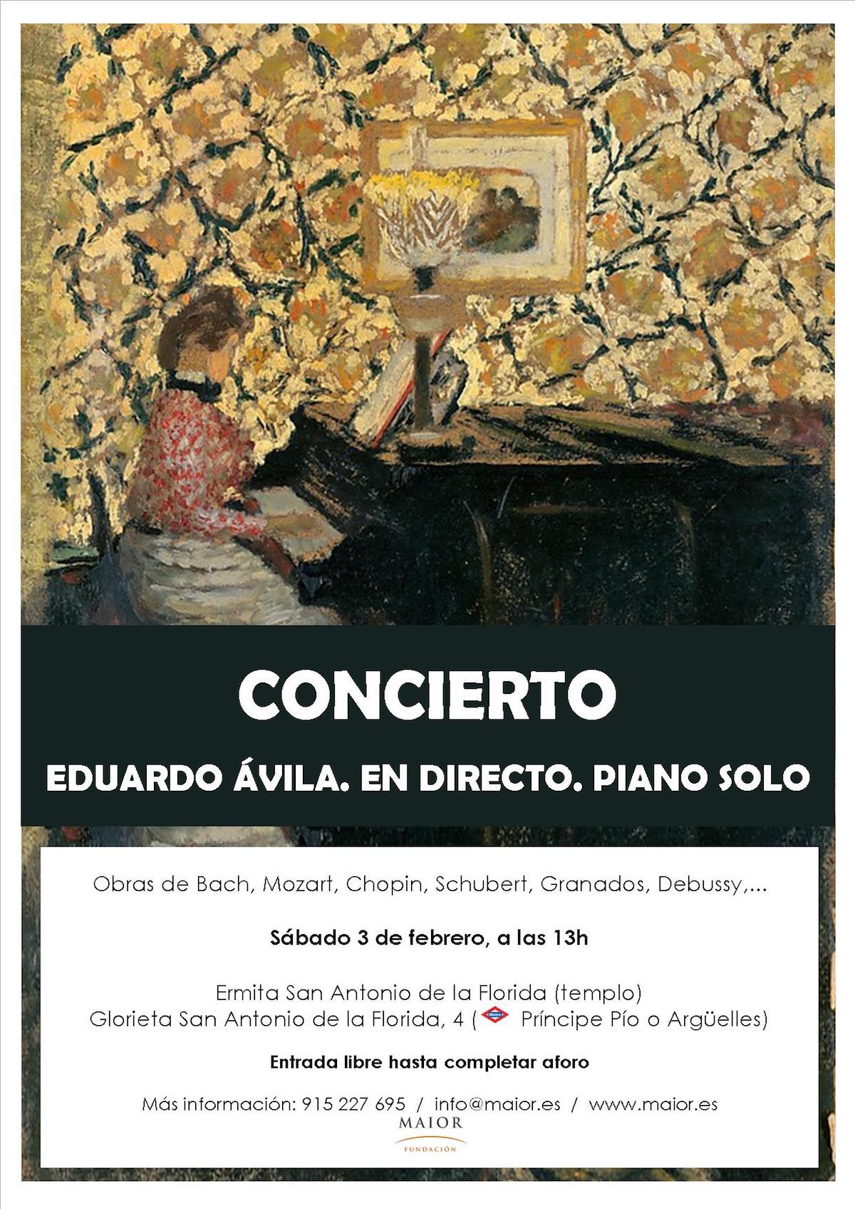 Eduardo Ávila ofrece este sábado un concierto de piano en San Antonio de la Florida