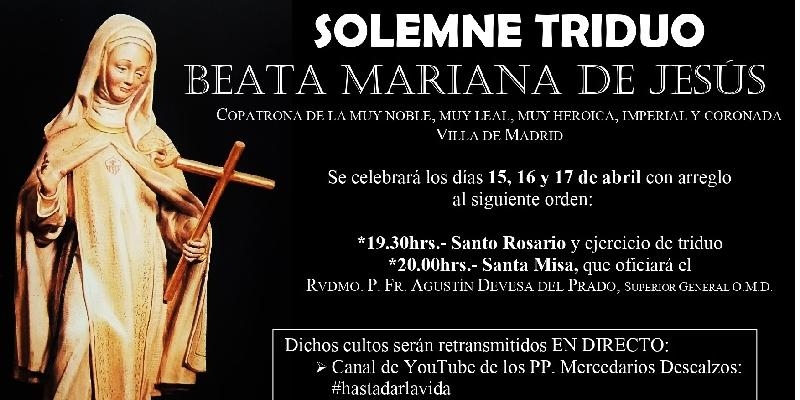Madrid prepara con un triduo la fiesta de su copatrona la beata Mariana de Jesús