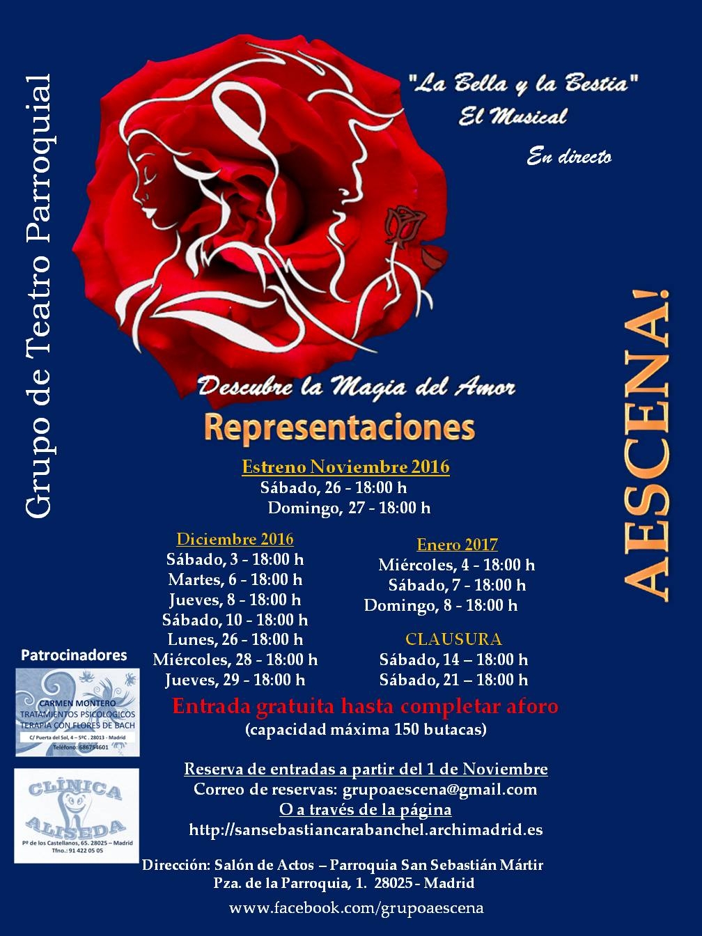 El grupo teatral AESCENA! representa 'La Bella y la Bestia' en la parroquia San Sebastián Mártir