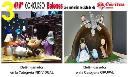 Ya hay ganadores del 3er Concurso de Belenes realizados con material reciclado de Cáritas Madrid