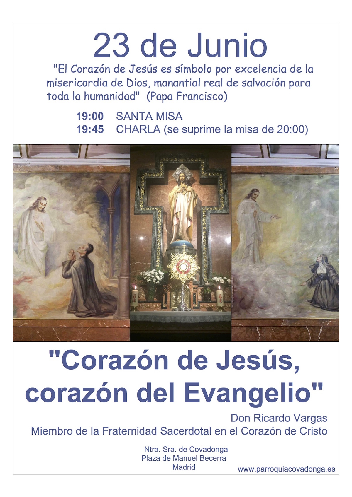 Ricardo Vargas imparte la conferencia 'Corazón de Jesús, corazón del Evangelio' en Ntra. Sra. de Covadonga