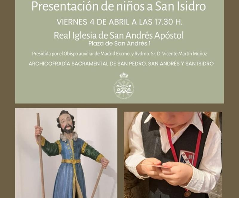 El obispo auxiliar de Madrid, Vicente Martín, preside la presentación de niños a San Isidro en la Real Iglesia de San Andrés Apóstol