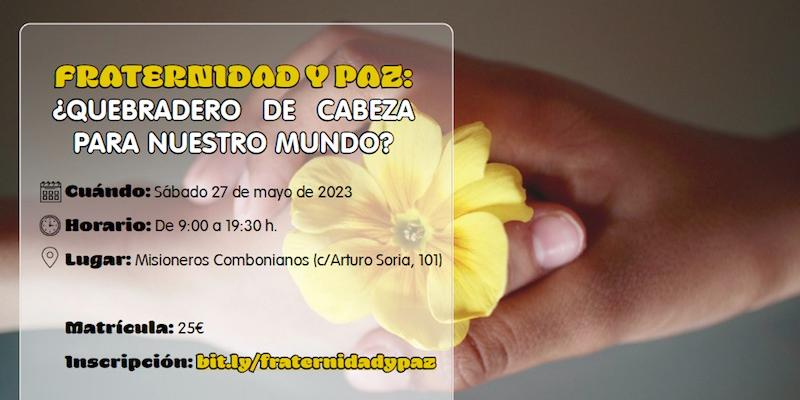 El Área de Misión y Cooperación de CONFER convoca una jornada de reflexión con el tema 'Fraternidad y Paz'