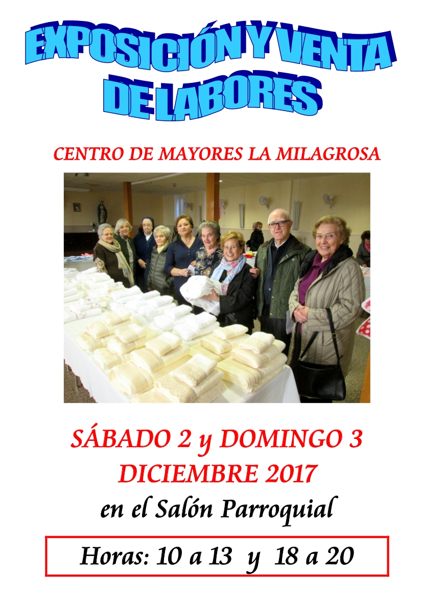 El salón de La Milagrosa acoge una exposición de labores del Centro de Mayores