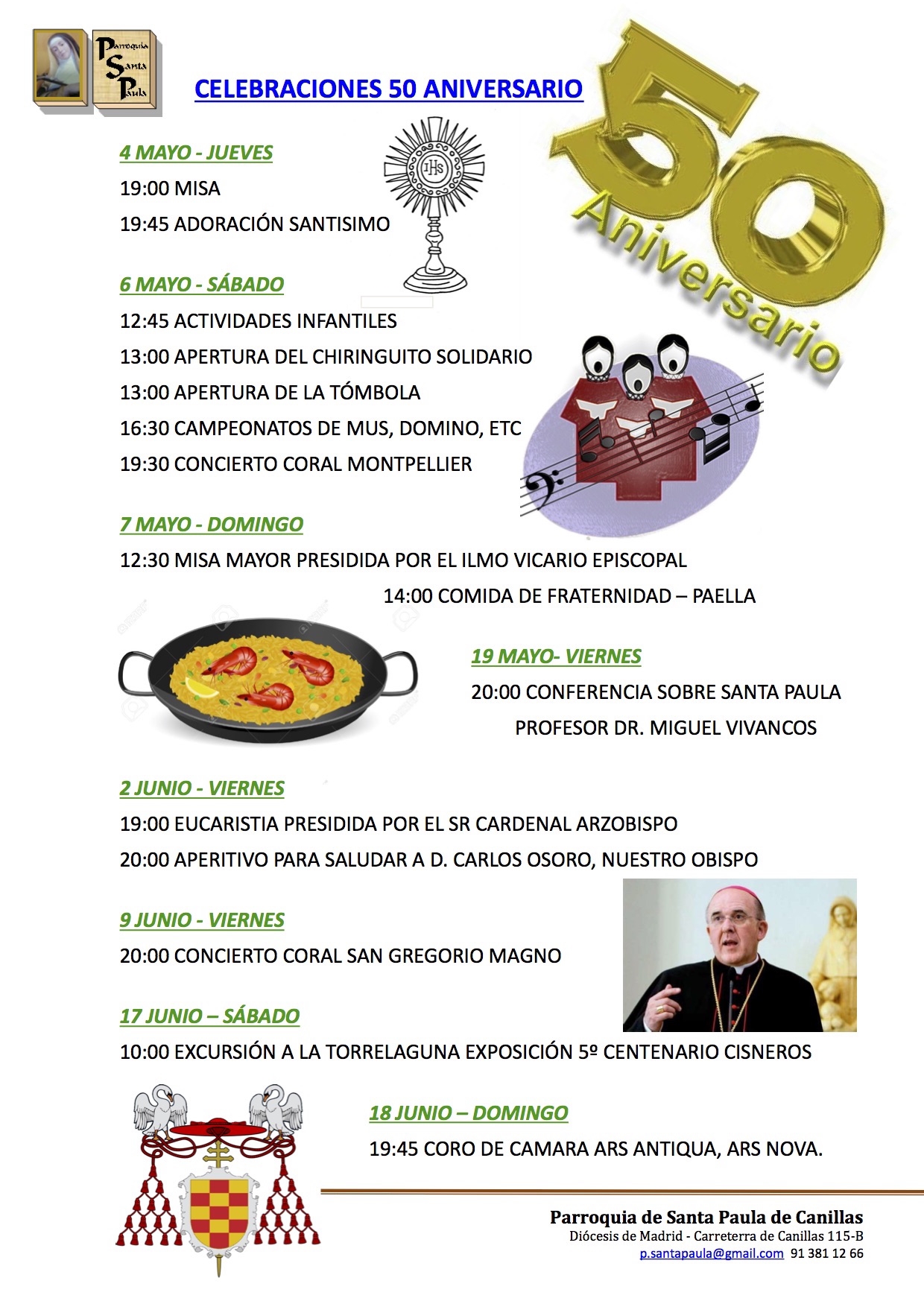 El cardenal Osoro celebra la Eucaristía en Santa Paula con motivo de las bodas de oro de la parroquia