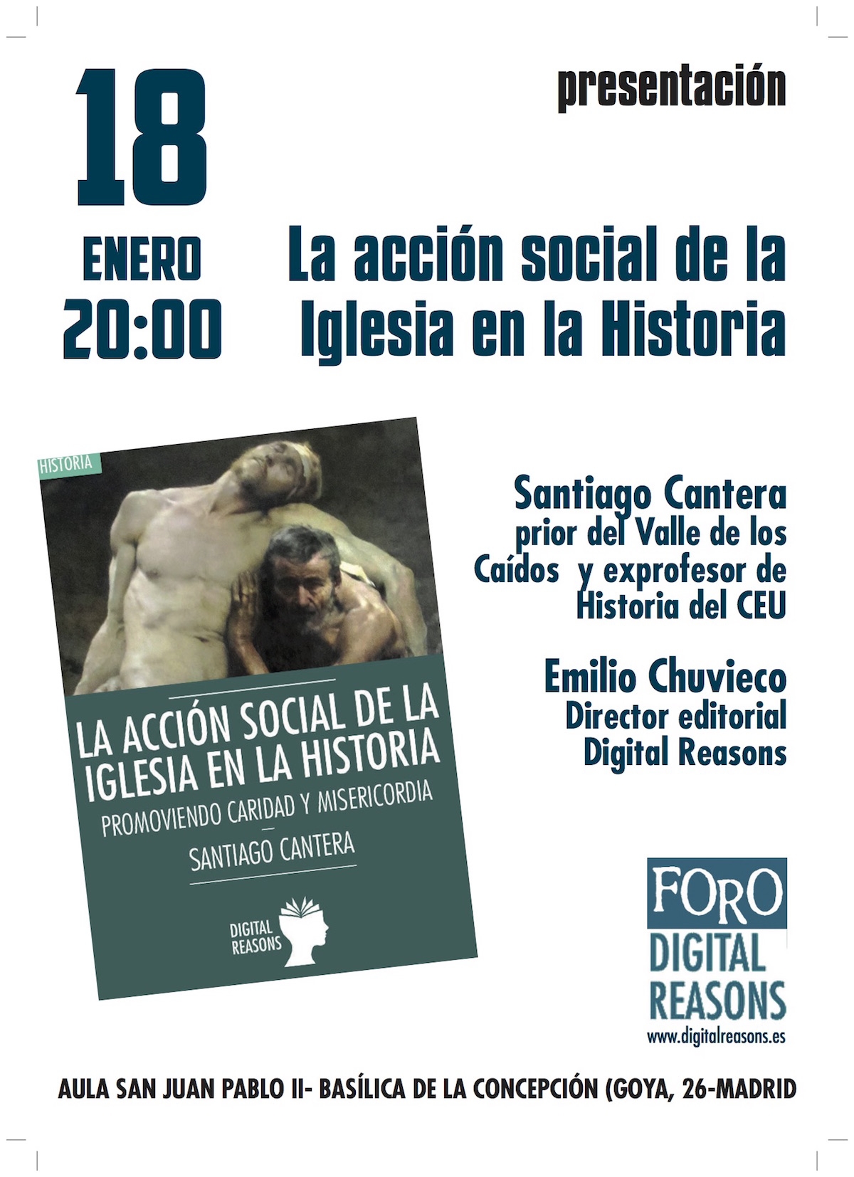 El padre Santiago Cantera presenta su libro sobre 'La acción social de la Iglesia en la Historia' en la basílica de la Concepción