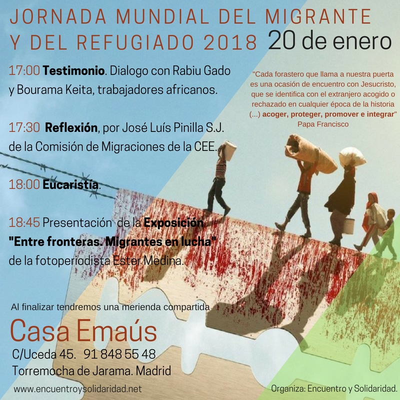 'Encuentro y Solidaridad' organiza una jornada de oración y reflexión con motivo de la Jornada Mundial del Migrante y del Refugiado