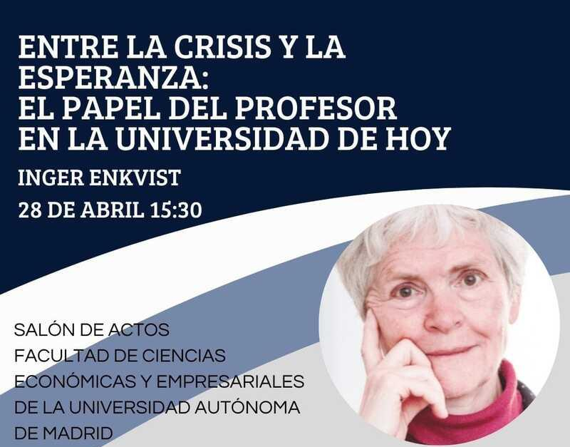 Pastoral Universitaria de la Autónoma de Madrid organiza la ponencia 'Entre la crisis y la esperanza: el papel del profesor en la universidad de hoy' que imparte Inger Enkvist