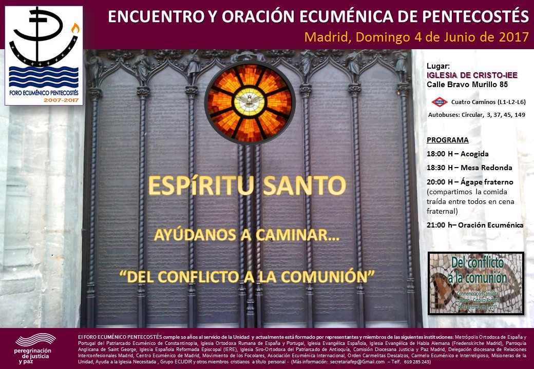 La capilla de la Iglesia de Cristo-IEE acoge el encuentro y oración ecuménica de Pentecostés