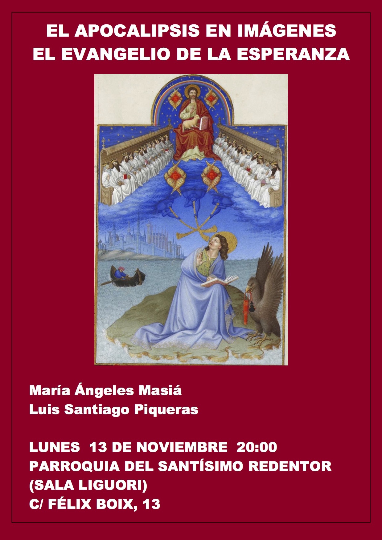 Santísimo Redentor ofrece la conferencia 'El Apocalipsis en imágenes'