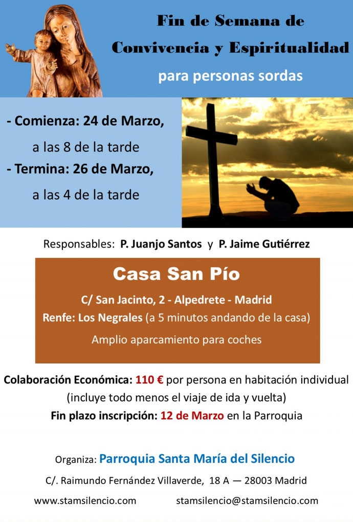 La parroquia Santa María del Silencio organiza un fin de semana de convivencia para personas sordas