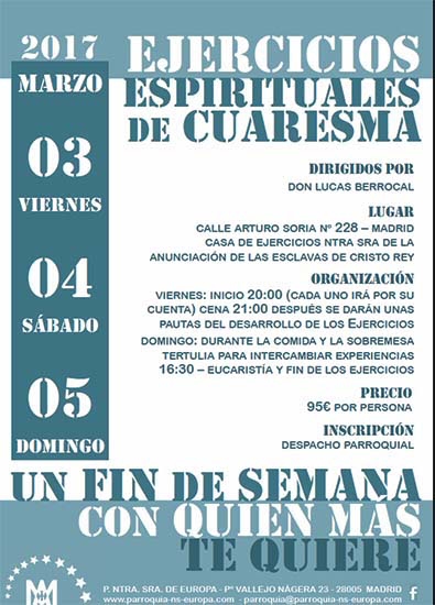 Nuestra Señora de Europa organiza una tanda de ejercicios espirituales de Cuaresma