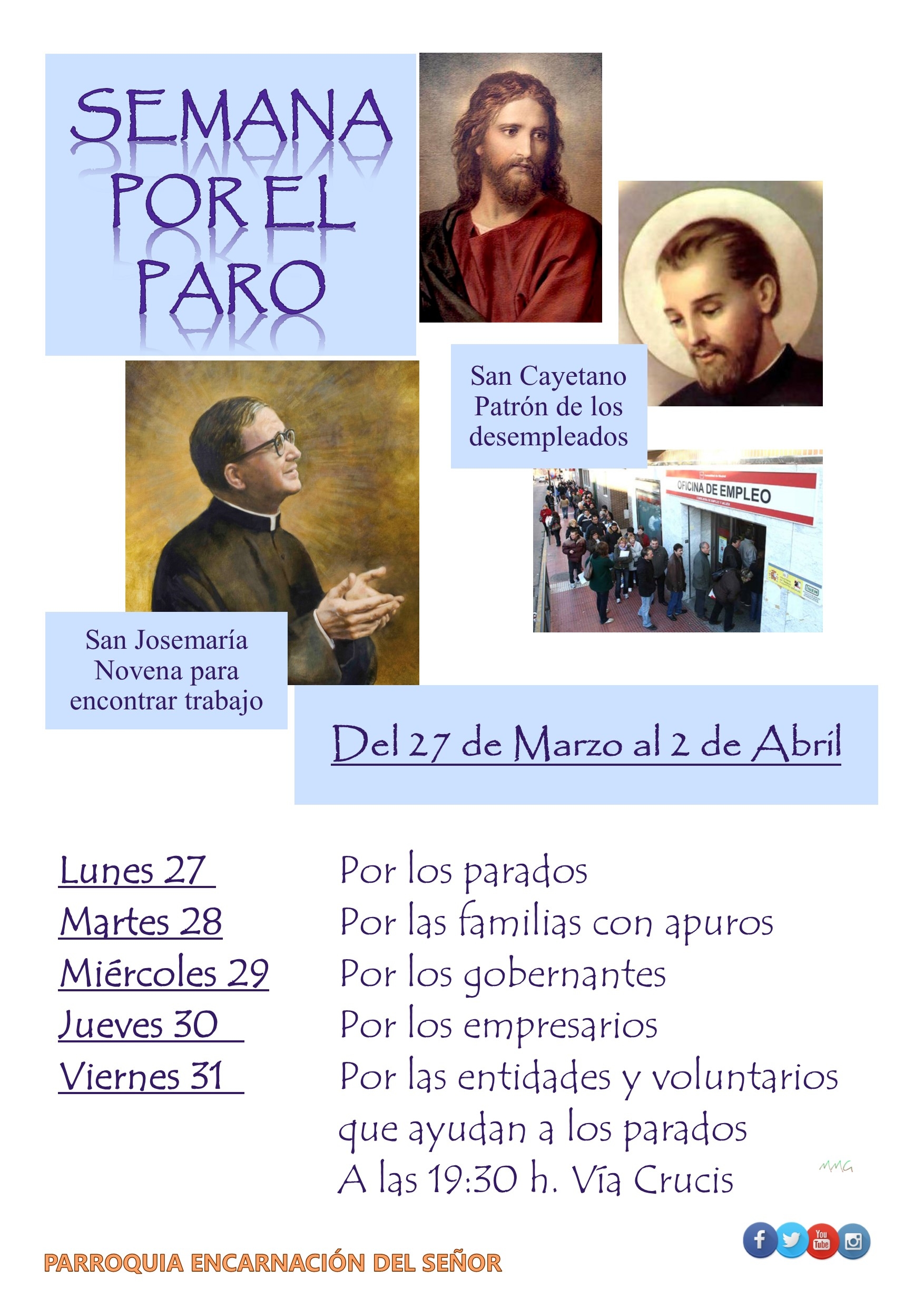 La parroquia Encarnación del Señor organiza una Semana por el paro