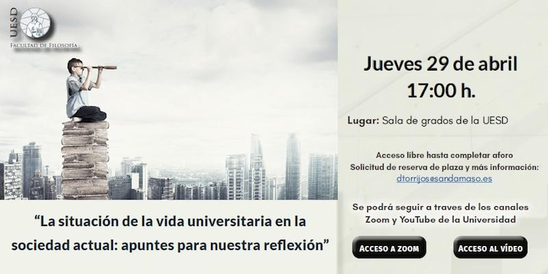 La Facultad de Filosofía de San Dámaso ofrece una reflexión sobre 'La situación de la vida universitaria en la sociedad actual'
