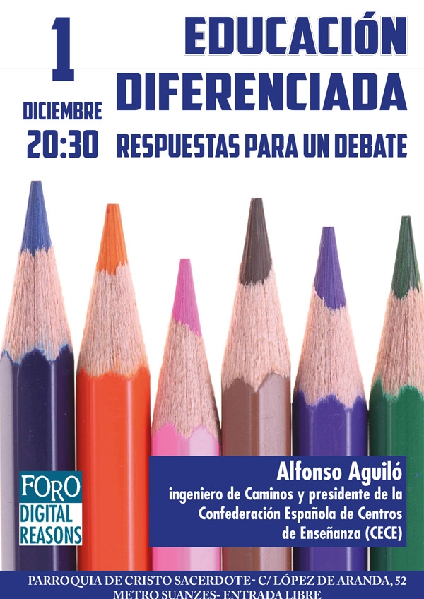 Alfonso Aguiló habla este viernes en Cristo Sacerdote sobre la educación diferenciada