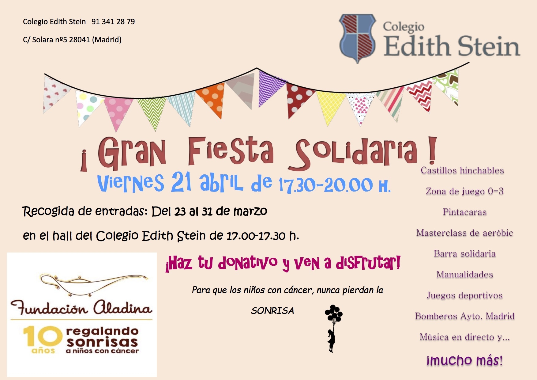 El colegio Edith Stein celebra una fiesta solidaria a favor de la Fundación Aladina