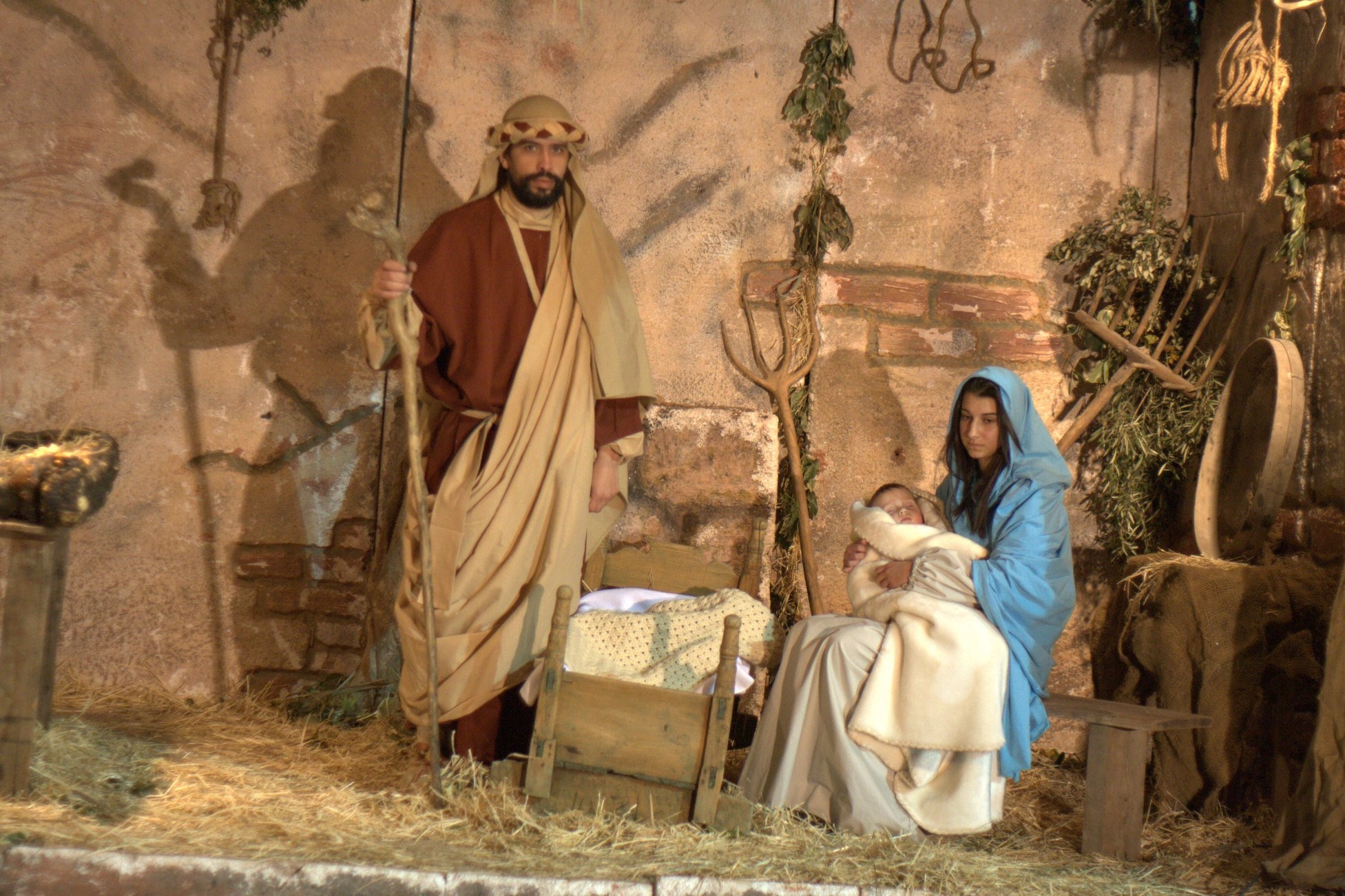 Representación de un Belén viviente familiar en San Germán de Constantinopla