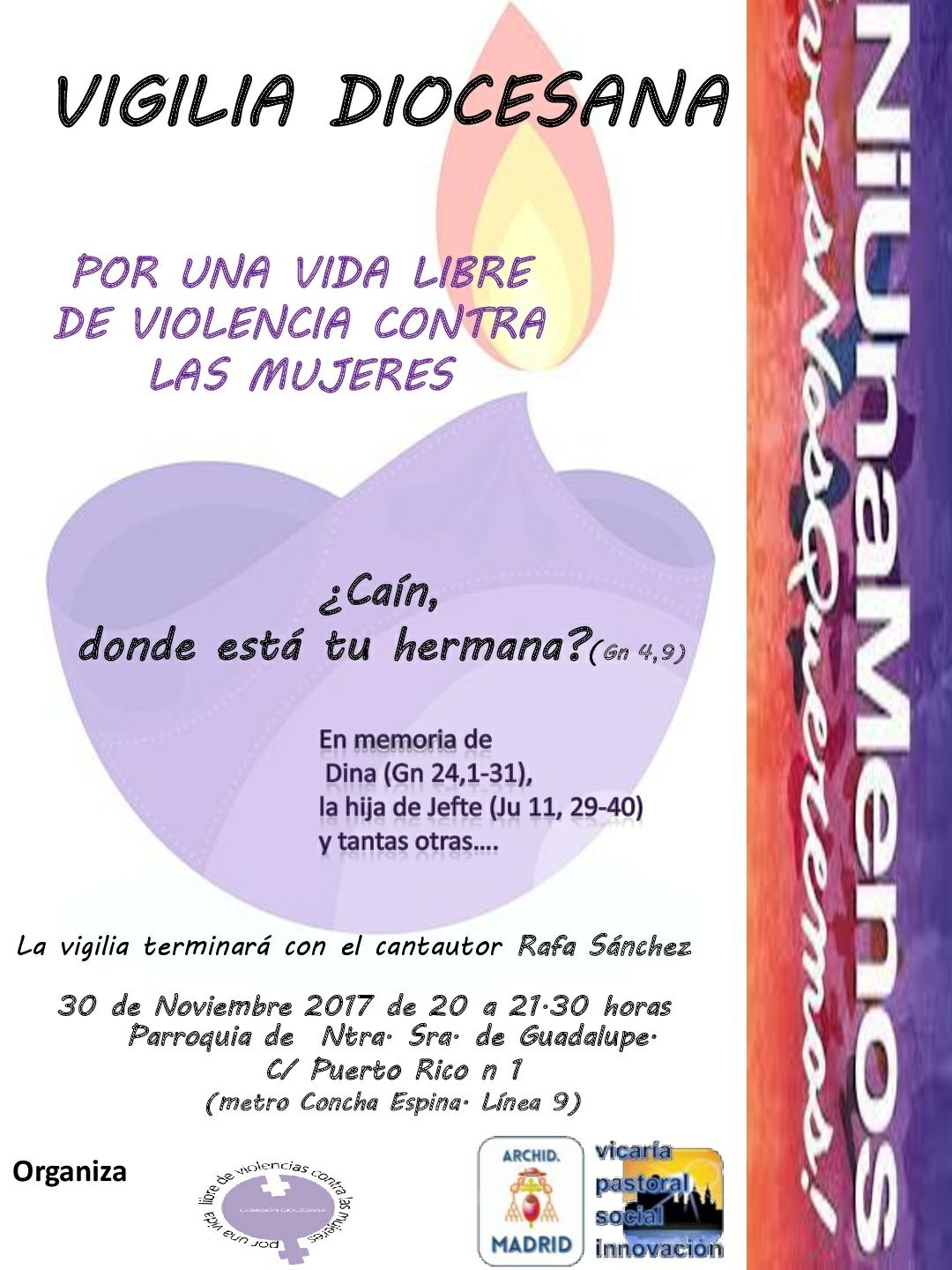 La parroquia Nuestra Señora de Guadalupe acoge una vigilia por una vida libre de violencia contra las mujeres