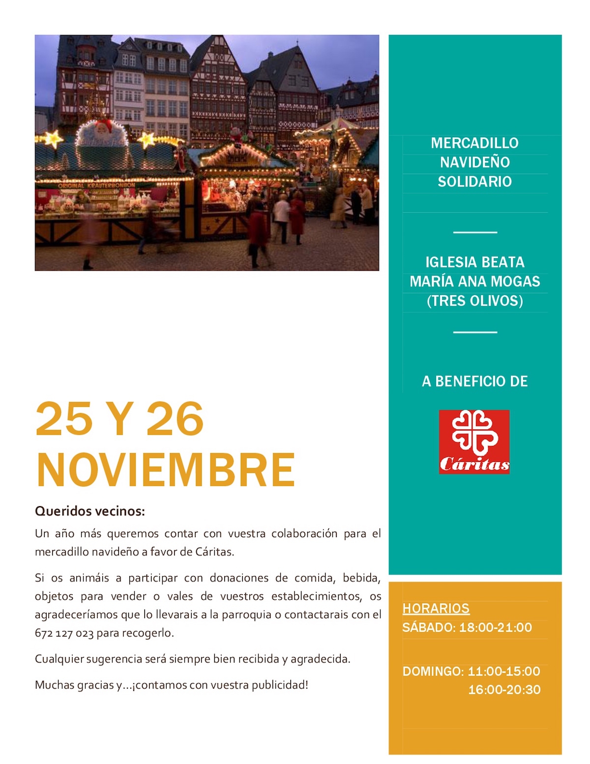 Beata Ana María Mogas organiza un mercadillo navideño solidario